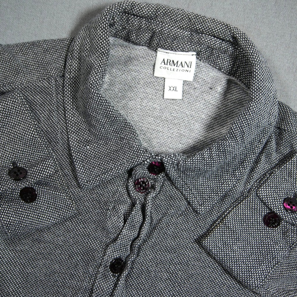 Armani Collezioni Micro Textured Men Shirt XXL Designer Office Business